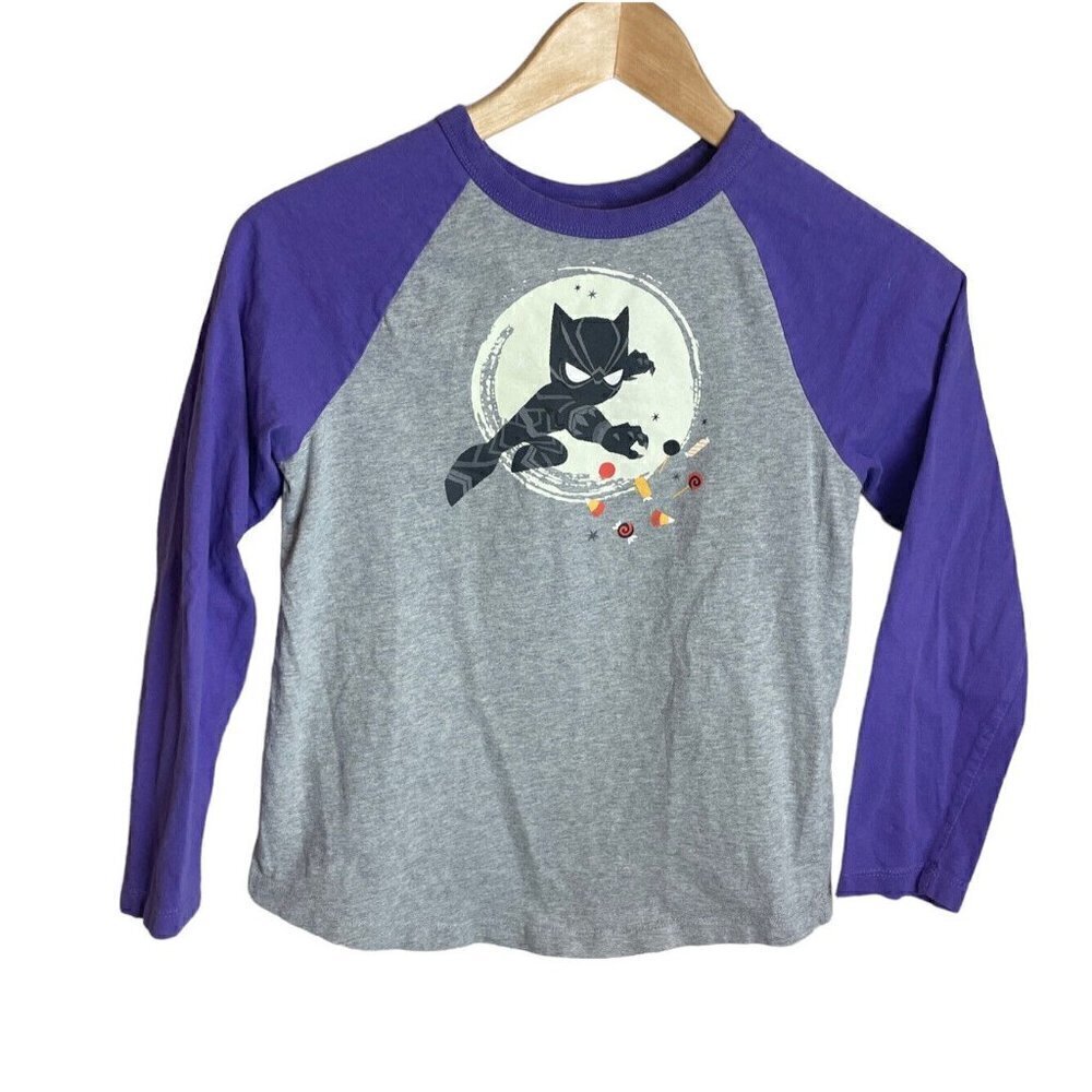 hanna Andersson Girls 140 US 10 marvel shirt halloween black panther LS Top